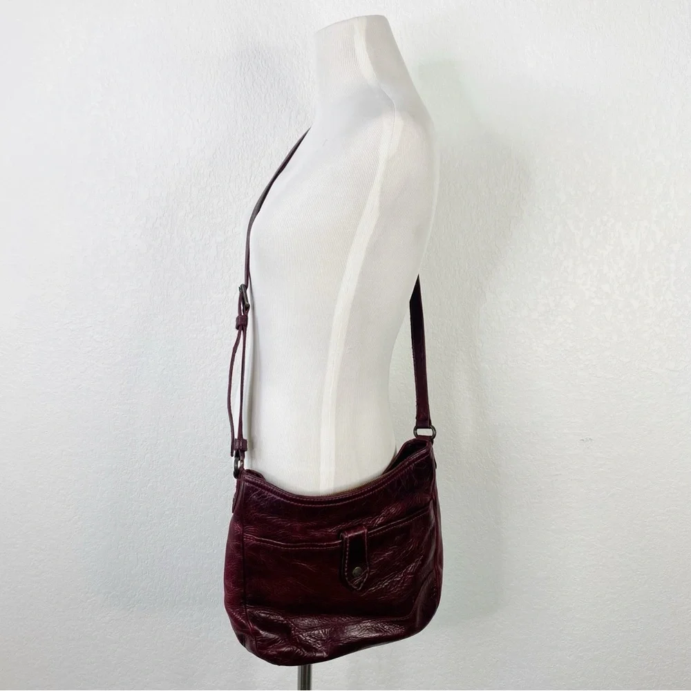Frye Burgundy Melissa Button Crossbody Purse
